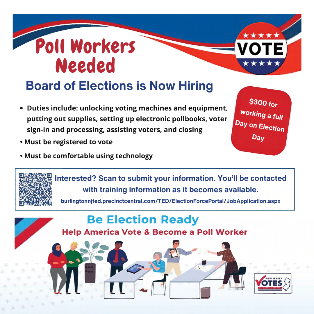 Burlington County Poll Worker Job Opportunity